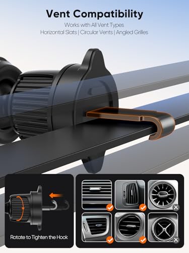 Image of CableCreation Magnetic Car Phone Holder Stand with Strong Magnetic Grip, AC Vent Mount, 360 Degree Rotation, Single Hand Use, Shockproof Build, Mobile Stand for Car (Black)