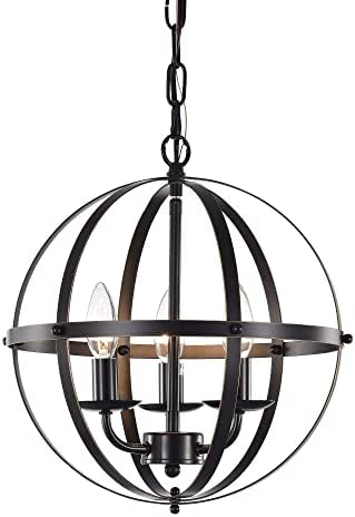 LaLuLa Chandeliers Oil Rubbed Bronze Chandelier Orb Chandelier 3-Light Small Chandeliers for Dining Rooms Sphere Pendant Light Fixtures for Kitchen Island