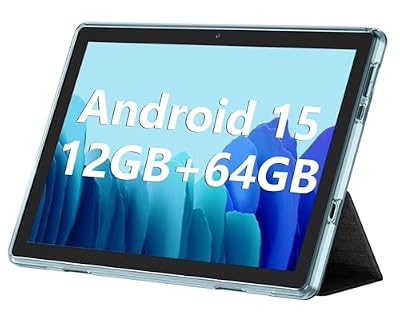 ECOPAD 10.1 Inch Tablet, Android 15 Tablets 12GB(4+8) RAM / 64GB ROM / 1TB SD Card Expansion, 1280x800 IPS HD Touchscreen, 6000mAh Battery, Bluetooth 5.0, Dual Cameras, GMS, Dual Band WiFi, Blue