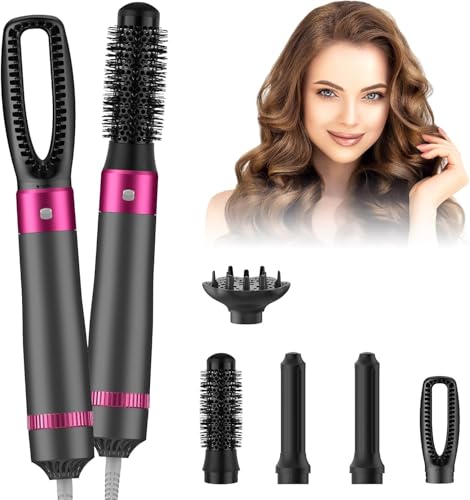 LuLuanping Cepillo Moldeador de Aire, 5 en 1 Cepillo de Aire Caliente, 3 Velocidades, Tecnología Ion, 1200W, Seca, Moldea, Alisa, Volumen, Pelo Suave, Brillante y sin Encrespamiento (Gris)
