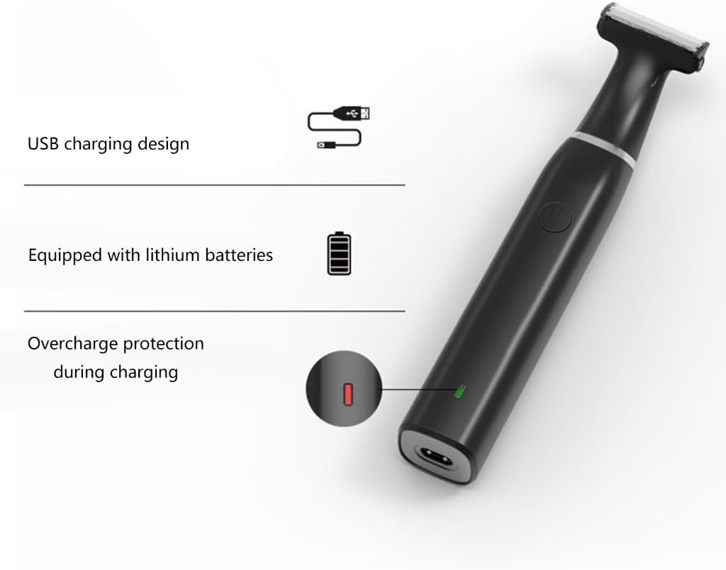 Body Hair Trimmer for Men Electric Groin Hair Trimmer Rechargeable Beard Trimmer Groomer Replaceable Head Waterproof