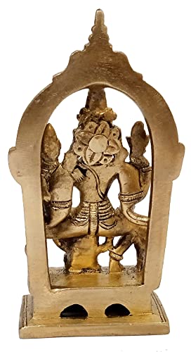 Purpledip Brass Idol Vishnu-Lakshmi (Laxminarayana) Garuda: Rare Collectible Statue For Home Temple (12502) - Image 4