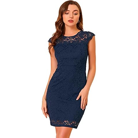 Allegra K Elegant Floral Lace Bodycon Dress Cover