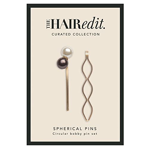 The Hair Edit Gold & Pearl Spherical Bobby Pins