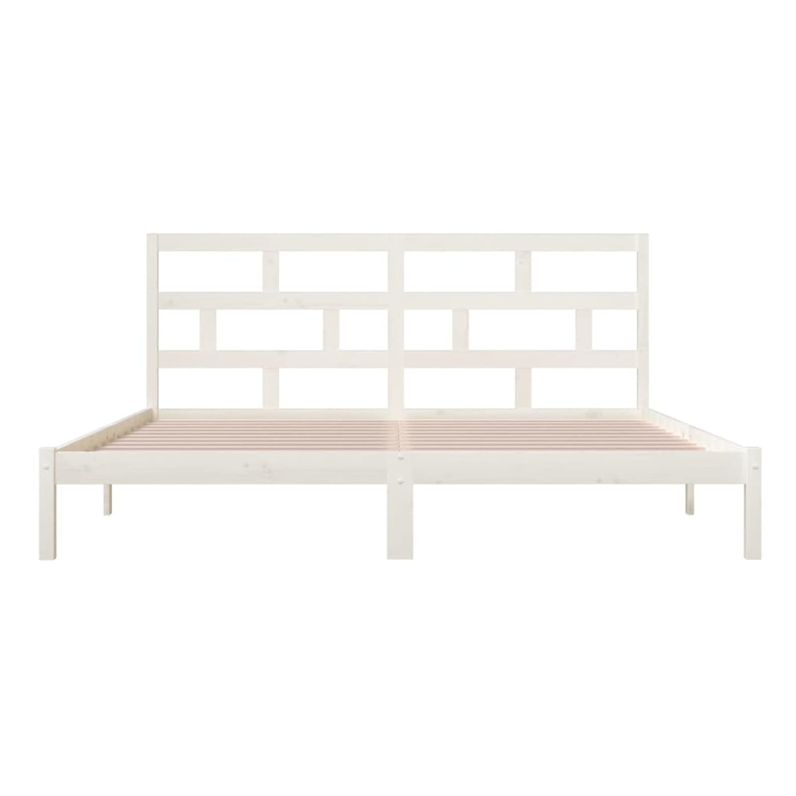 Struttura Letto In Legno Massello Di Pino 200x200 Cm – Con Testiera E Doghe, Design Rustico E Robusto Per Camera Da Letto