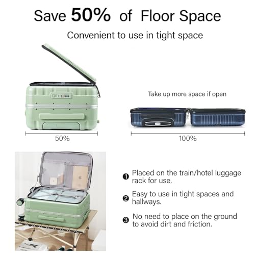 Hanke-20-Inch-Carry-On-Luggage-with-Wheels-PC-Hard-Shell-Suitcases-Top-Opening-Aluminum-Frame-Travel-Luggage-Suitcases-for-Woman-MenBamboo-Green