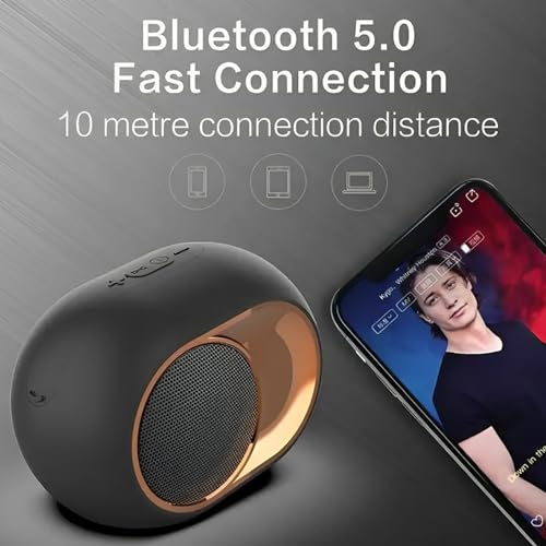 Image of Smart Wireless Speaker Water Resistance, Wireless Bluetooth Speaker TWS Feature, Up to 6H Playtime, Wireless Sound Box Stereo Surround Music Bass Speaker Outdoor Speakers (Black-Rose Gold)