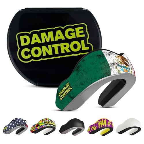 DAMAGE CONTROL Extreme Impact Mouth Guard – Sports Mouthguard for Boxing, MMA, BJJ, Hockey, Rugby, Lacrosse, & More – Mouthpiece for Teeth & Jaw Protection, for Youth & Adults (Mexican Flag EI)