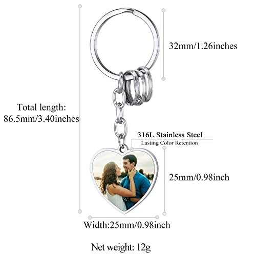 FindChic Chaveiros personalizados com foto de 2 lados personalizada coração / quadrado / cristal acr