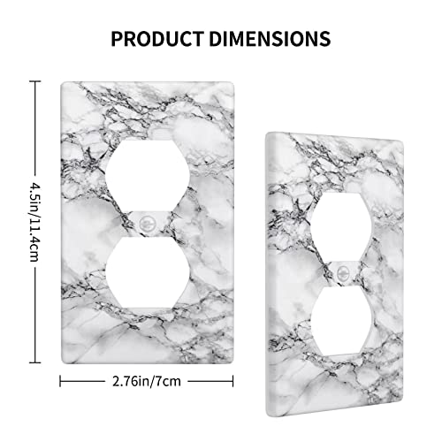 Marble Single Outlet Wall Plate Decorative 1 Gang Double Electrical Receptacle Cover For Bathroom Farmhouse Kitchen 4.5 X 2.76 In Grey Black White #TOP3
