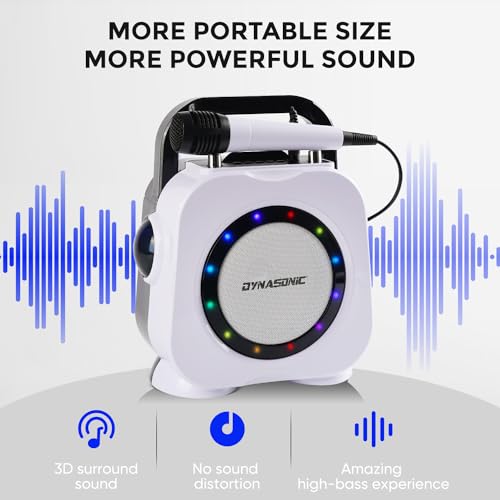 Miniatura 2 de DYNASONIC USB Karaoke con microfono, Regalos Originales para niños niña, Altavoz Recargable|Ligero|Portátil, Juguetes niña 4-13 años (Negro)