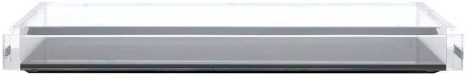JR William Modern Tray Charcoal Grey and Crystal Clear Small Acrylic Valet Tray, Catchall Tray, Dresser Tray, Desk Organizer Tray and Contemporary Industrial Home Decor Accessory Tray Grey