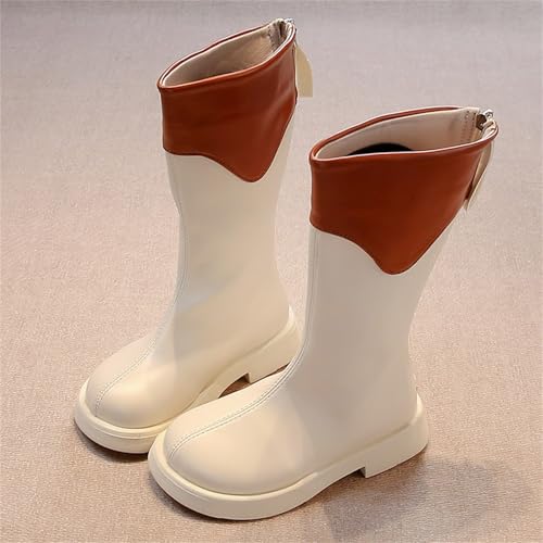 Girls Fashion Color Block Riding Boots Back Zipper Knee High Boots Fall Winter Fleece Warm High Top Shoes2