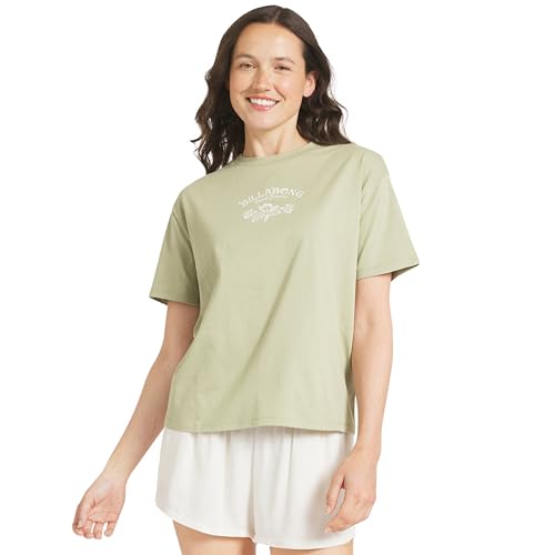 Billabong Women's Regular Fit Premium Soft Cotton Tee Short Sleeve Graphic T-Shirt, Pistachio, Medium