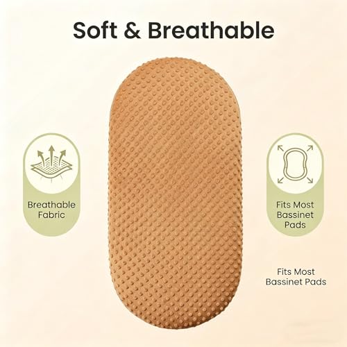 Image of Owlowla Bassinet Sheet,Ultra Soft Minky Cradle Sheets Universal Fitted Bassinet Pad /Mattress for Baby Boys Girls(Ginger)