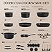 KIKCOIN Pots and Pans Set, 30 Pack Nonstick Cookware Set Detachable Handle, Induction RV Kitchen Cooking Set with Removable Handle, Frying Pans, Casserole - Dishwasher/Oven Safe, PFOA Free