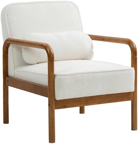 HOMCOM Fauteuil de Salon en Tissu Bouclette, Chaise Relax Moderne...