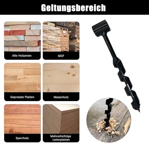 VZU 25x260mm Erdbohrer Hand, Handbohrer Holz, Bushcraft Bohrer, Bushcraft Handbohrer, Multifunktionaler Holzbohrer Manuell Bushcraft, für Outdoor Survival und Campingarbeiten, Schwarz