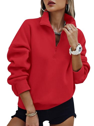 PRETTYGARDEN Womens Half Zip Oversized Sweatshirts Fleece Hoodies 2026 Trendy