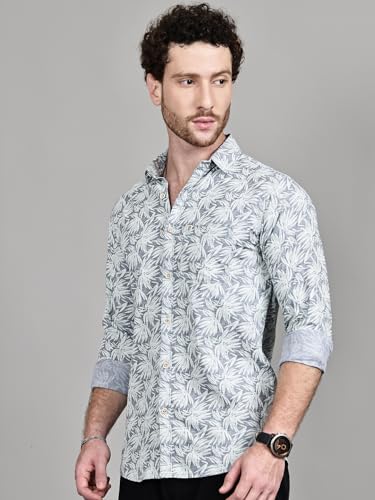 Image of Majestic Man Custom Abstract Printed Pure Cotton Slim Fit Casual Shirt