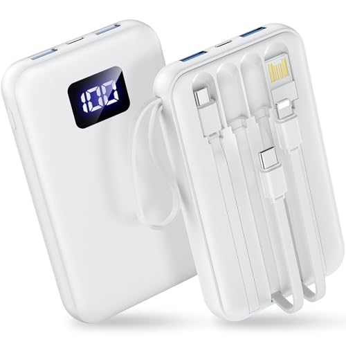 【2025新定番・ ケーブルレス・ 大容量45800mAh】 モバイルバッテリー 6台同時充電対応 ケーブル内蔵＆LCD残量表示 Type-C急速出力2.4A 低電流モード搭載・回路保護設計 旅行・出張・防災に最適 PSE認証済み Power Bank iOS/Android対応