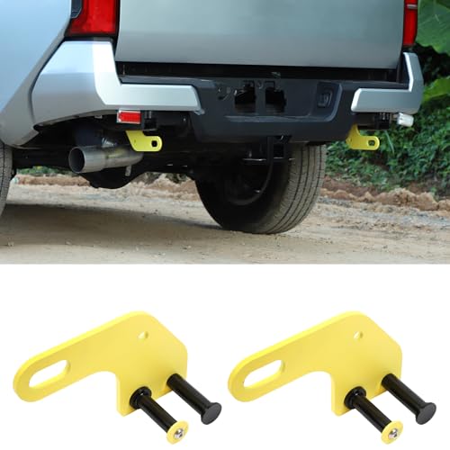 Aunginsy 2PCS Rear Tow Hitch Receiver Hook Compatible with Toyota Tacoma 2024 2025 2026, Car Rear Bumper Trailer Ring Towing Tow Hook Recovery Point Screw Trailer Hitch Exterior Accessories, Yellow