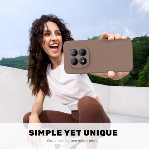 Image of DIZORO Compatible with Mi Redmi Note 15 Pro Plus 5G Back Cover with Upgraded Square Edges for Camera Protection Shockproof Flexible Matte Liquid Silicone Mobile Phone Case - Brown