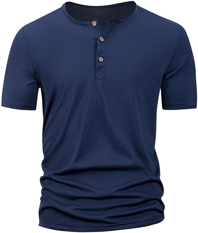 Men's Button Placket Short Sleeve T-Shirt Slim Fit Solid Color Sport Fitness Polo Shirt Style Casual Summer Tops