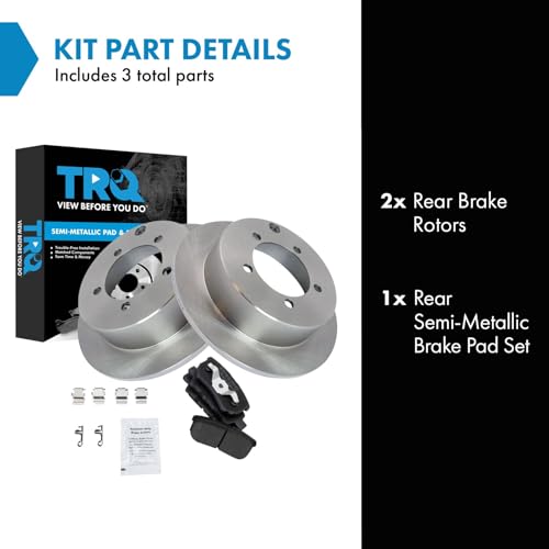 Image of TRQ Rear Brake Pad and Rotor Set Semi Metallic Compatible with 2004-2006 Mitsubishi Lancer 2005-2006 Outlander
