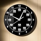 Timethink Orologio da parete in stile militare, 38 cm, 24 ore, retrò, silenzioso, al quarzo, senza ticchettio, funzionamento a batteria, nero, per pilota marino, marito, papà, pensionamento, regalo