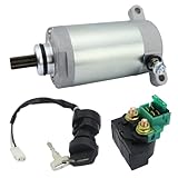 STABSOLI Starter Motor & Solenoid Relay & Ignition Switch for Kawasaki Bayou 250 KLF250 2004-2011 21163-1130 21163-1253 21163-1266 SMU0052 410-54045