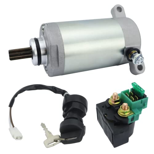 STABSOLI Starter Motor & Solenoid Relay & Ignition Switch for Kawasaki Bayou 250 KLF250 2004-2011 21163-1130 21163-1253 21163-1266 SMU0052 410-54045
