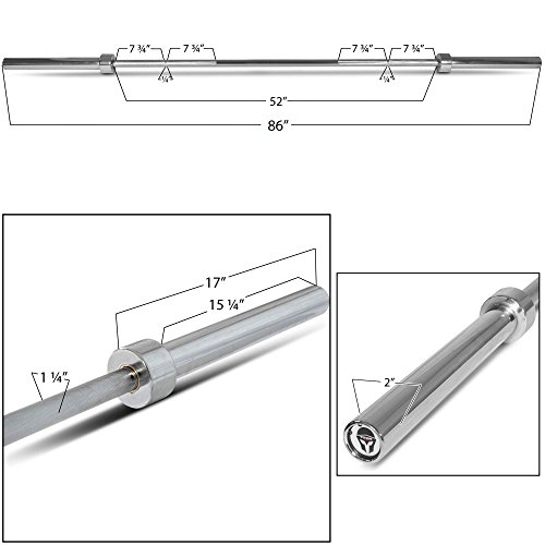 TITAN Fitness Olympic Bar, Bench Press Barbell, Chrome, 1000 lbs Capacity, 86"