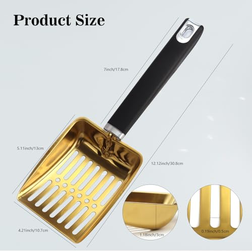 CHI SHANG Colher de areia para gatos, colher de areia de metal para gatos, colher de areia de aço in