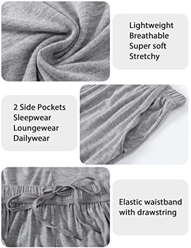 Mofiz Men's Lounge Shorts Soft Lightweight Pajama Bottoms Loose Fit Stretchy Sleep Shorts Big And Tall Modal Yoga Shorts With Pockets 2 Pack L Black/Light Grey #TOP3
