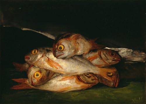 Impression sur toile Goya Nature morte à la dorade dorée Décoration murale grand salon