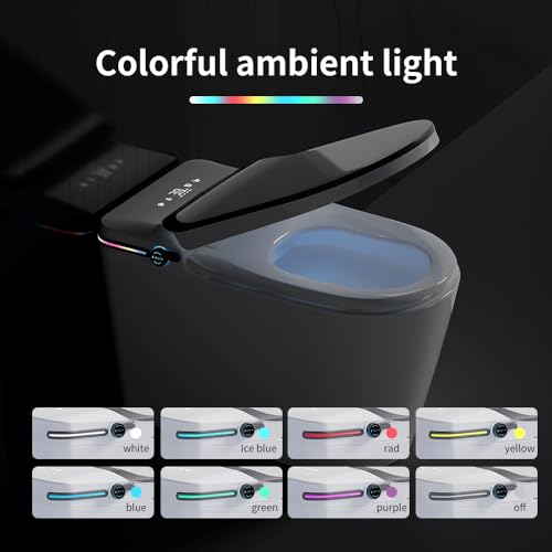 Inodoro inteligente de una pieza con bidé, inodoro moderno alargado para baños con agua tibia, doble descarga automática, operación por sensor de pie, asiento bidé calefactado, inodoro eléctrico sin tanque con pantalla LED miniatura 6