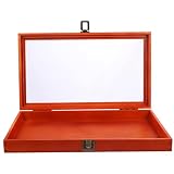 Rectangular wooden display box with a transparent window lid