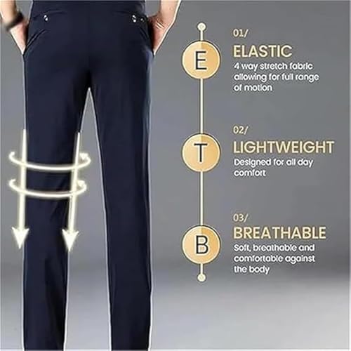 Genty Fit Mens Pants, Timelessflex - Men's High Stretch Straight Fit Pants, Casual Business Loose Dress Pants Trousers3