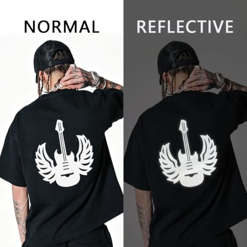Image of HTVVETUR Reflective White HTV Roll 12 Inch by 5 Ft Heat Transfer Vinyl Iron on DIY for T-Shirt PU Stretch Elastic HTV Vinyl (Reflective White, 5FT)