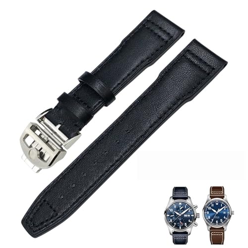 Bracelet en cuir véritable de montre bleu 21mm idéal pour le quotidien