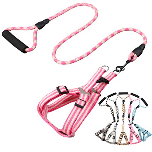 CHBORLESS Pet Dog Harness Leash Set Comfortable Foam Padded Handle Woven Cotton Climbing