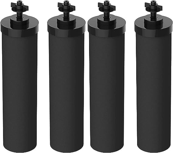 NSF/ANSI 372 Certified Water Filter, Replacement for Berkey® BB9-2 Black Purification Elements and Berkey® Gravity Filter System, Waterdrop King Tank Gravity-fed System, Pack of 4