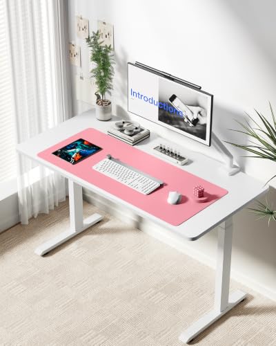 Image of YSAGi Leather Desk Protector, Office Mat, Large Mouse Mat, Non-Slip PU Leather Blotter, Laptop Desk Mat, Waterproof Writing Pad for Office and Home(Pink, 42 inch x 17.2 inch)