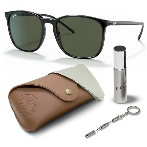 Ray-Ban RB4387 Square Shape Sunglasses With Eyewear Kit Bundle - High Bridge Fit - Ideal Formal and Casual Wear Square Sunglasses