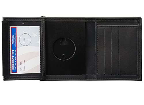 Perfect Fit Shield Wallets Texas Ranger Badge Wallet Black Leather Hidden Badge and ID Holder (Cutout 390)