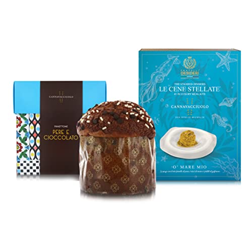 Cannavacciuolo Kit de Ingredientes para Preparar Cena de Lujo O' Mare Mio 4 Raciones + Panettone de Pera y Chocolate 1 Kg Cover