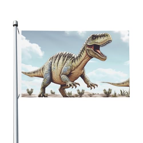 Dinosaurier-Flaggen für draußen, 90 x 152 cm, doppelseitiger Druck, Gartenflagge, Outdoor-Flagge, Urlaubsflagge, Banner mit Ösen, Haus-Hof-Flagge für Bauernhaus, Rasen, Veranda, Heimdekorationen