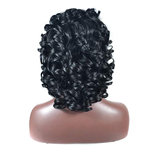 Perruque courte noire volume gros rouleau lâche bouclée - 6