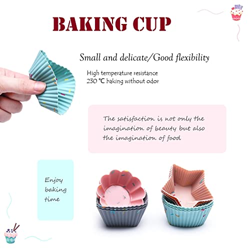 12 Pcs Cupcake Baking Cup Set, Reusable Non-Stick Easy Clean Cupcake Liner, Cupcake Pudding Bread Egg Tart Jelly Mousse Mould For Holiday Party/Family Gathering/Birthday Multi #TOP1